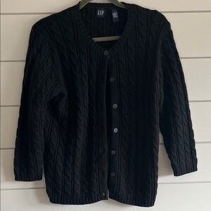 GAP Women’s Black Cable Knit Button Down Cardigan Sweater